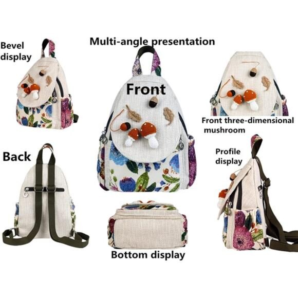 Backpack Purse for Women Rice Brown - Picture 3 of 7